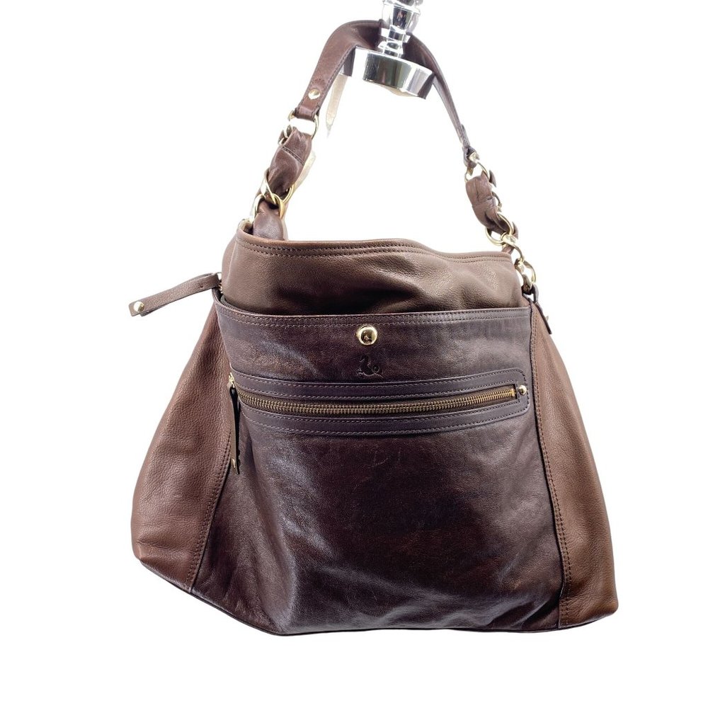 Tre Vero Boho brown leather satchel tote purse shoulder bag